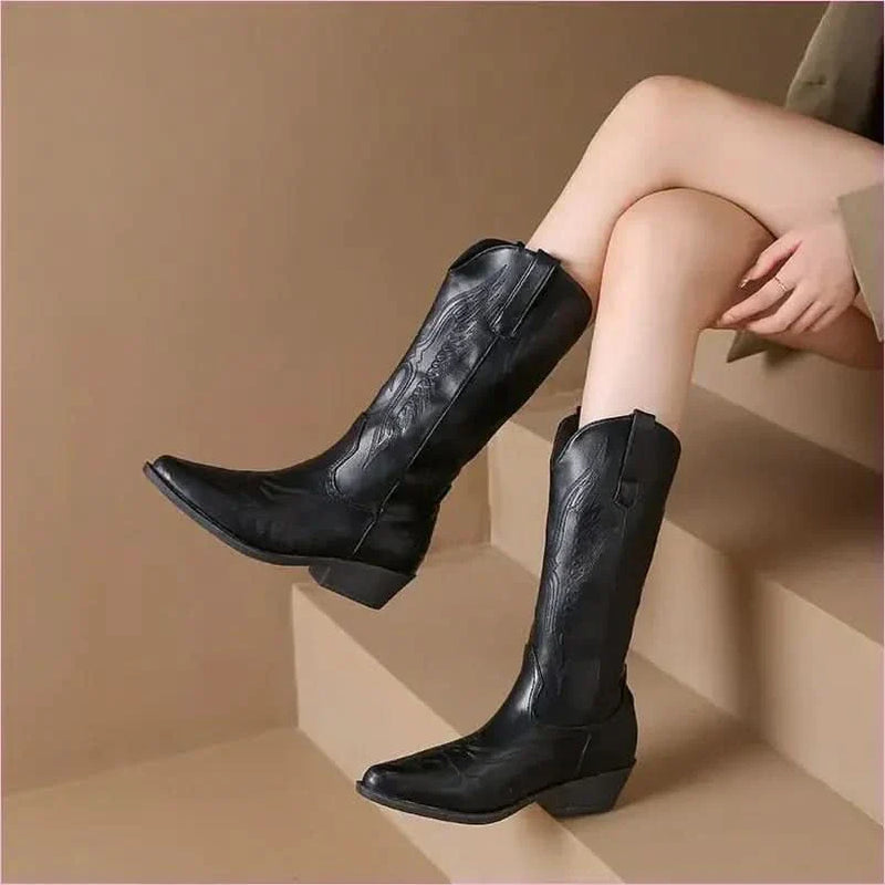 Fashion Embroidered Ladies Western Cowgirl Boots
