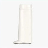 Fashion Shark Lock Knee High Boots in Black and White
