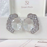 Fashionable Geometric Irregular Colored Zirconium Petal Earrings