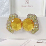 Fashionable Geometric Irregular Colored Zirconium Petal Earrings
