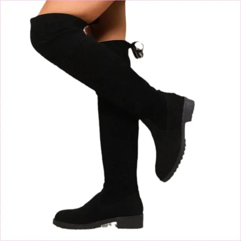 Faux Suede Boots in Deep Black Hue for Effortless Style