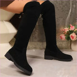 Faux Suede Boots in Deep Black Hue for Effortless Style