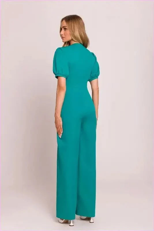 Feminine V-neck Jumpsuit Fashion Style