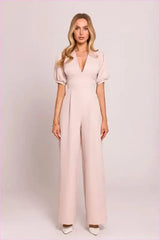 Feminine V-neck Jumpsuit Fashion Style
