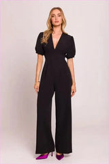 Feminine V-neck Jumpsuit Fashion Style