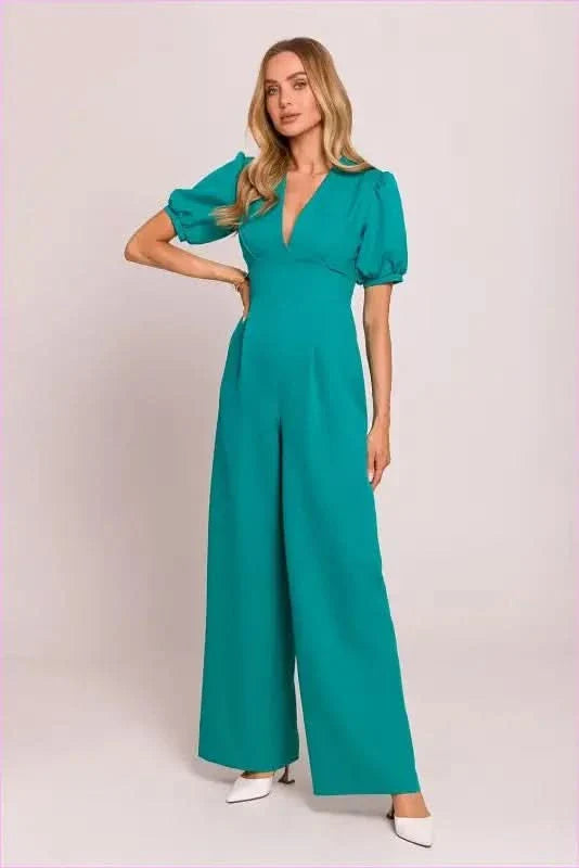 Feminine V-neck Jumpsuit Fashion Style