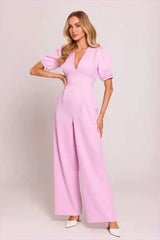 Feminine V-neck Jumpsuit Fashion Style