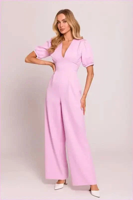 Feminine V-neck Jumpsuit Fashion Style