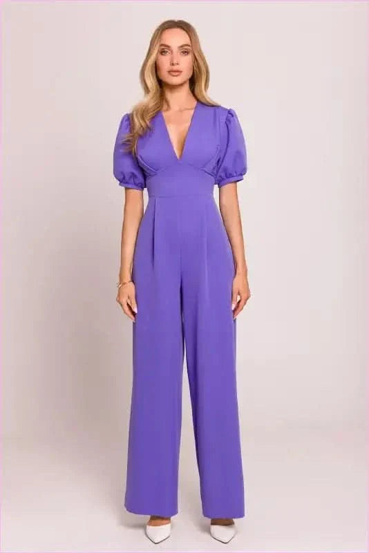 Feminine V-neck Jumpsuit Fashion Style