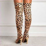 Fierce Leopard Print Skinny Stiletto High Leg Boots for Bold Style