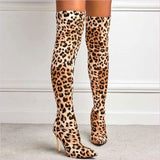 Fierce Leopard Print Skinny Stiletto High Leg Boots for Bold Style