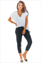 Frill Waist Cigarette Pants Unique Fashion Style