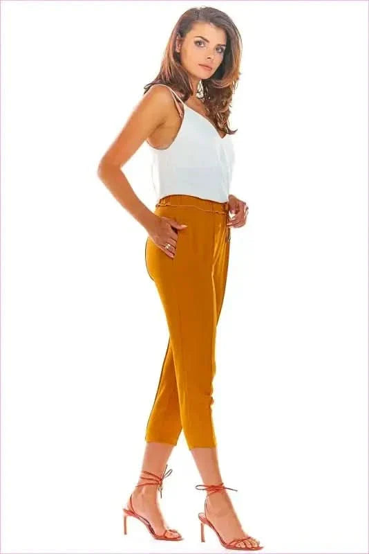 Frill Waist Cigarette Pants Unique Fashion Style