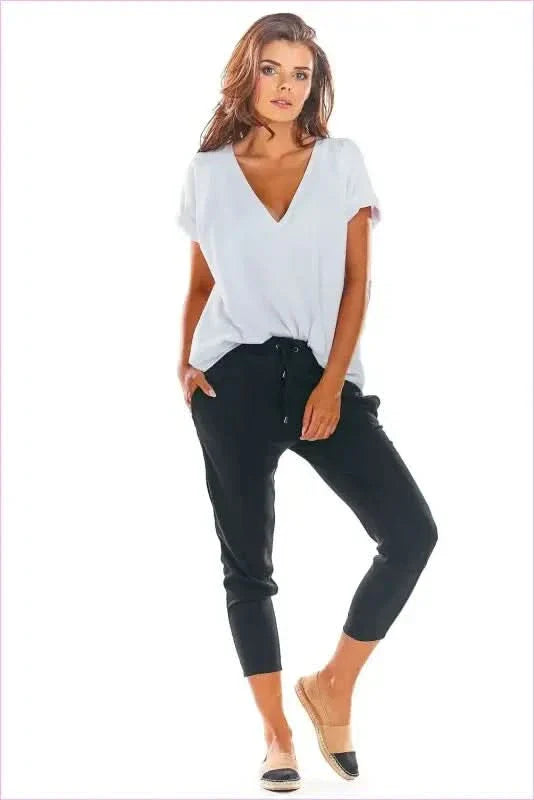 Frill Waist Cigarette Pants Unique Fashion Style