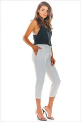 Frill Waist Cigarette Pants Unique Fashion Style