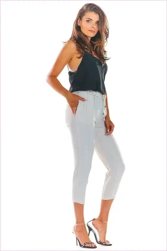Frill Waist Cigarette Pants Unique Fashion Style