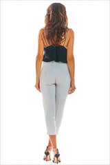 Frill Waist Cigarette Pants Unique Fashion Style