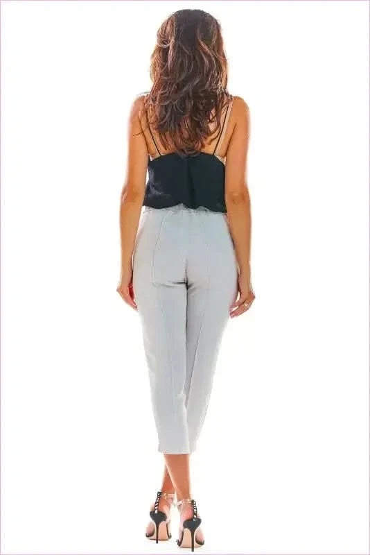 Frill Waist Cigarette Pants Unique Fashion Style