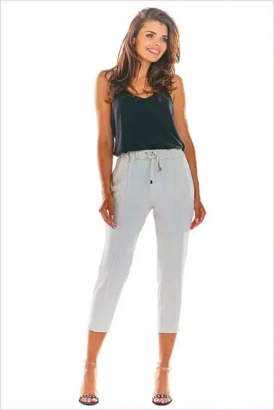 Frill Waist Cigarette Pants Unique Fashion Style