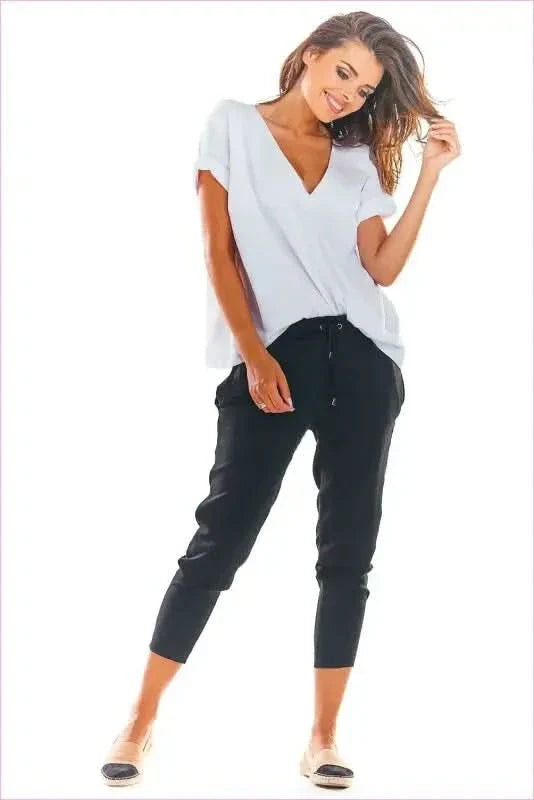 Frill Waist Cigarette Pants Unique Fashion Style