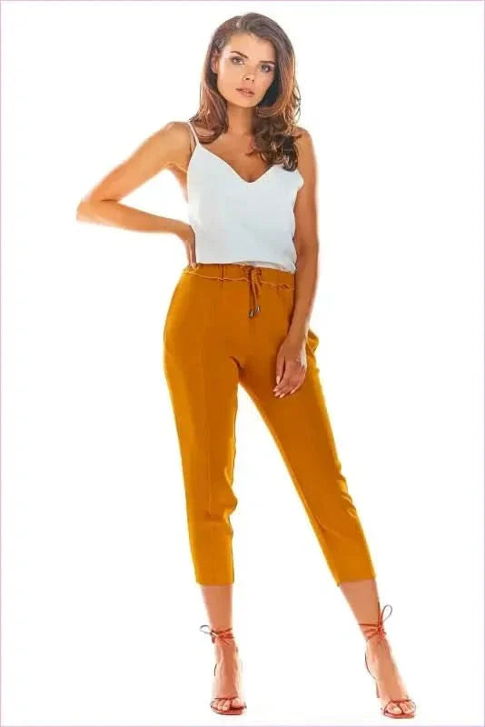 Frill Waist Cigarette Pants Unique Fashion Style