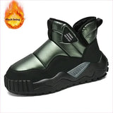 Futuristic Silver and Black Fluff Thickened Warm Winter Boots