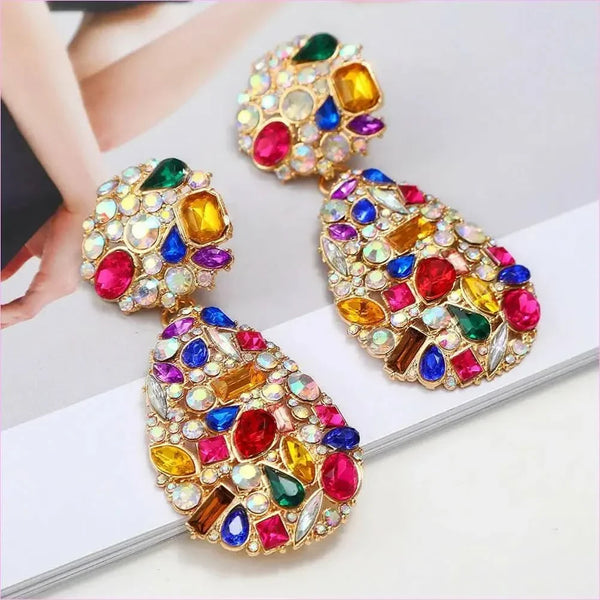 Gemstone and Pearl Crystal Pendant Drop Earrings in Multi Styles