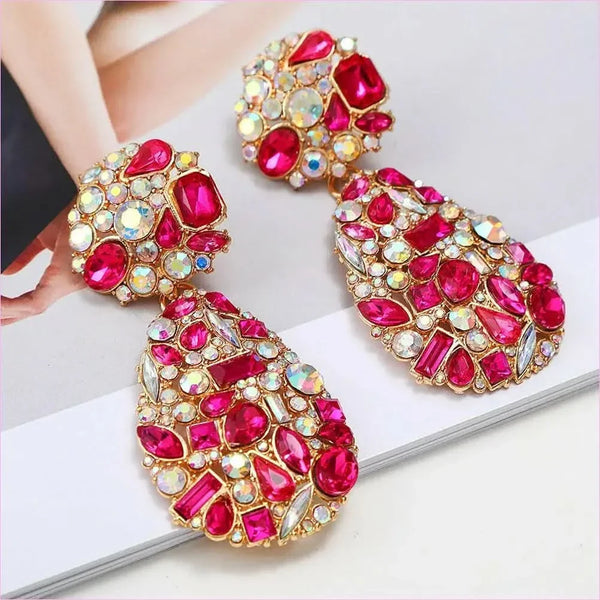 Gemstone and Pearl Crystal Pendant Drop Earrings in Multi Styles