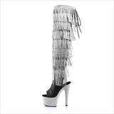 Glamorous Peep Toe Platform Heel Boots with Rhinestone Fringing