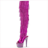 Glamorous Peep Toe Platform Heel Boots with Rhinestone Fringing