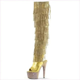 Glamorous Peep Toe Platform Heel Boots with Rhinestone Fringing