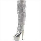 Glamorous Peep Toe Platform Heel Boots with Rhinestone Fringing