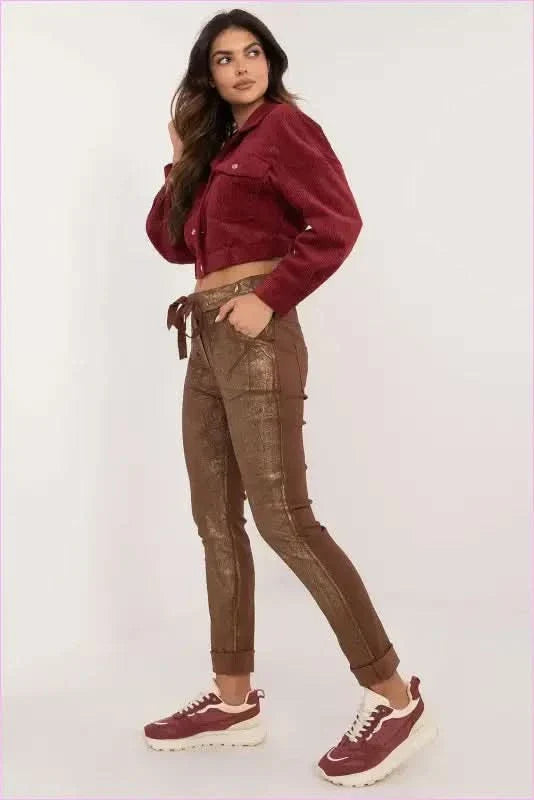 Glossy Everyday Pants Unique Women's Fashion Style