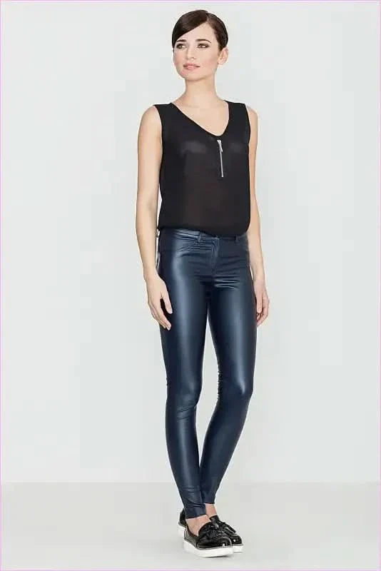 Glossy Knit Trousers Unique Fashion Style