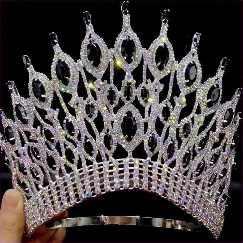 Gothic Tiara Black with Rhinestones for a Bold Bridal Look