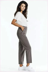 Gray Cigarette Pants Elegant Fashion Style