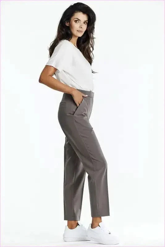 Gray Cigarette Pants Elegant Fashion Style