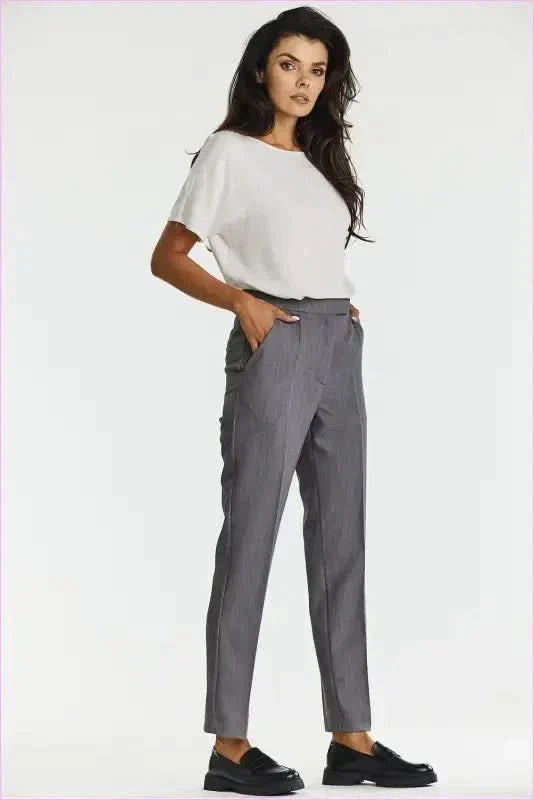 Gray Cigarette Pants Elegant Fashion Style