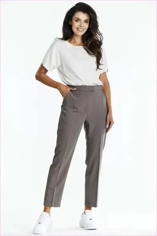 Gray Cigarette Pants Elegant Fashion Style