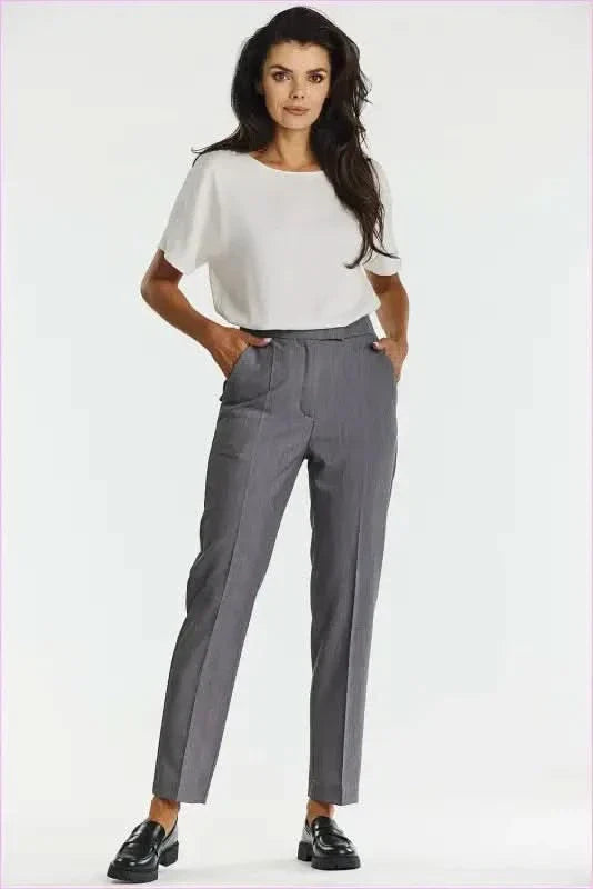 Gray Cigarette Pants Elegant Fashion Style
