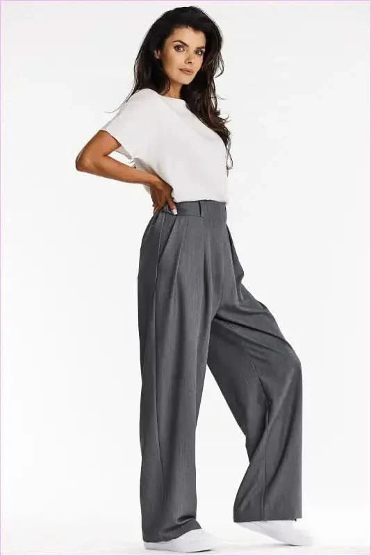 Gray Wide-leg Pants Fashion Style
