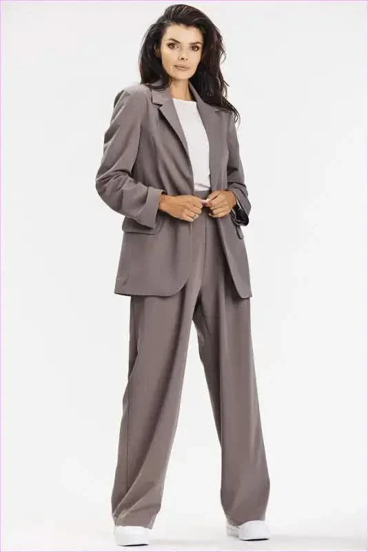 Gray Wide-leg Pants Fashion Style