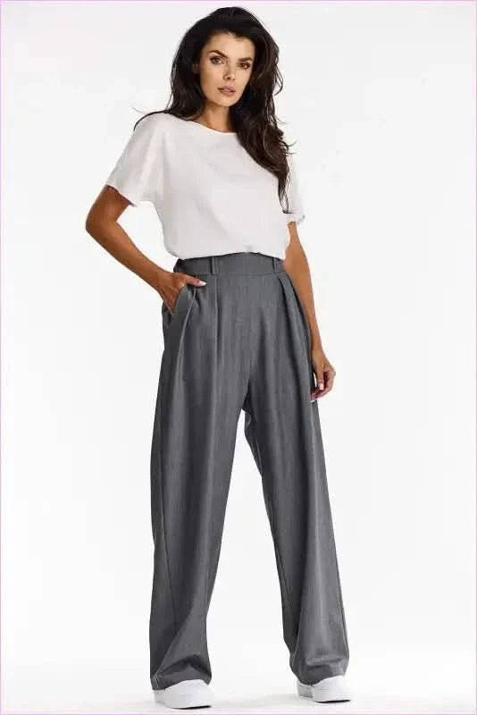 Gray Wide-leg Pants Fashion Style