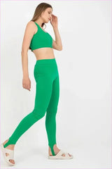 Green High Waist Leggings Unique Style Fashion