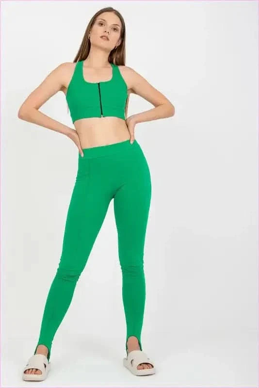 Green High Waist Leggings Unique Style Fashion