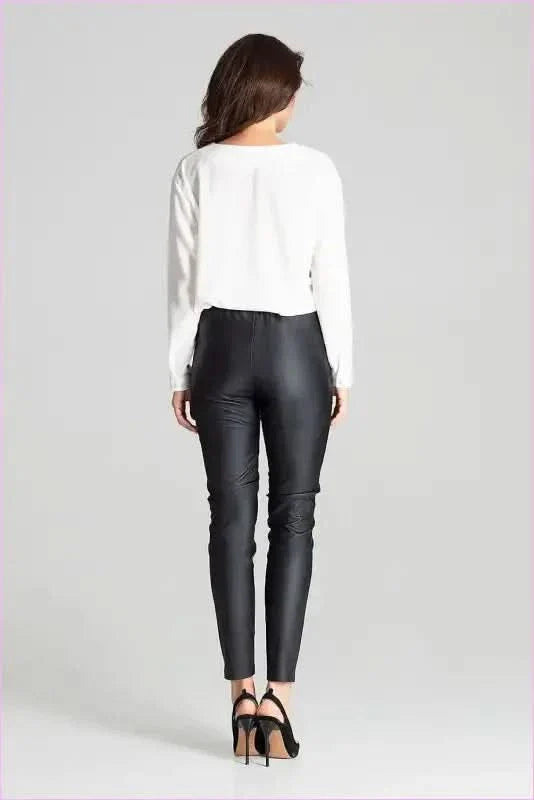 Grey Eco Leather Trousers Unique Style