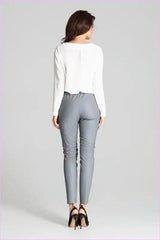 Grey Eco Leather Trousers Unique Style