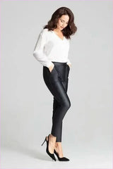 Grey Eco Leather Trousers Unique Style