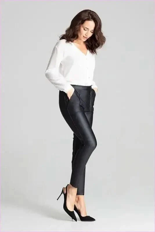 Grey Eco Leather Trousers Unique Style