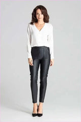 Grey Eco Leather Trousers Unique Style